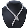 Silver Tone Swarovski Crystal 'Snake' Magnetic Necklace - 43cm Length