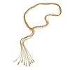 Statement Multistrand Lariat Necklace In Matte Gold Tone - Long - 80cm L