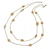 Long 2 Strand Matt Gold Floral Necklace - 98cm L