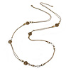 Vintage Inspired Faux Pearl Double Chain Long Necklace In Bronze Tone - 102cm L/ 7cm Ext
