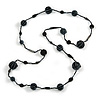 Long Black/ Grey/ Metallic Bead Ball Necklace - 116cm L