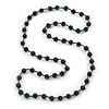 12mm Long Dark Grey Glass Ball Necklace - 118cm Length
