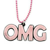 Light Pink Crystal, Acrylic 'OMG' Pendant With Beaded Chain - 44cm L