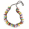 Funky Multicoloured Zipper Cotton Cord Long Necklace - 82cm L