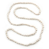 9mm Potato Shaped Light Cream Freshwater Pearl Long Rope Necklace - 110cm L