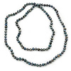 9mm Potato Shaped Peacock Coloured Freshwater Pearl Long Necklace - 110cm L