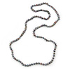 9mm Ringed Shaped Grey Coloured Freshwater Pearl Long Rope Necklace - 116cm L