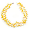 10mm Bright Yellow, Pear Shape Freshwater Pearl 2 Strand Necklace - 43cm L