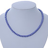 7mm Purple Acrylic Bead Necklace In Silver Tone - 37cm L