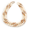 Chunky White/ Gold Acrylic Link Necklace - 47cm L
