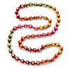 Long Multicoloured Round Bead Necklace - 114cm L