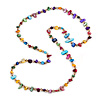 Long Multicoloured Shell Nugget and Glass Crystal Bead Necklace - 110cm L