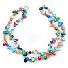 Two Row Multicoloured Shell And Glass Bead Necklace - 44cm L/ 6cm Extender