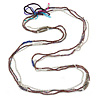 3 Strand Plum Glass, White Acrylic and Silver Tone Metal Bead Long Necklace - 100cm L
