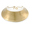 Chunky Egyptian Style Gold Plated Scratched Choker Necklace - 32cm L/ 11cm Ext