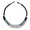 Black/ Grey/ Transparent Acrylic Cluster Bead Necklace - 44cm L