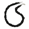 Multistrand Twisted Black Glass Bead Necklace - 46cm L
