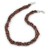 Multistrand Twisted Plum Glass Bead Necklace - 42cm L