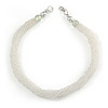 Multistrand Twisted White Frosted Glass Bead Necklace - 40cm L