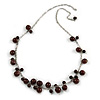 Brown Ceramic Bead Charm with Silver Tone Chain Necklace - 74cm L/ 4cm Ext