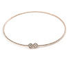 Delicate Clear Austrian Crystals Slim Flex Choker Necklace In Rose Gold Tone