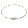 Delicate Clear Austrian Crystals Slim Flex Choker Necklace In Rose Gold Tone
