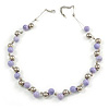 13mm Lavender, Silver Mirror Bead Wire Necklace In Silver Tone - 50cm L/ 4cm Ext