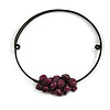 Chunky Semiprecious Stone Cluster Pendant with Flex Wire Choker Necklace (Purple) - Adjustable