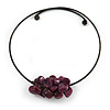 Chunky Semiprecious Stone Cluster Pendant with Flex Wire Choker Necklace (Purple) - Adjustable