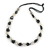 Black/ Transparent Square Resin Bead with Black Cords Necklace - 70cm Long