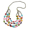Multistrand Layered Glass Bead Necklace (Multicoloured) - 80cm L