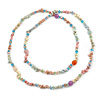 Long Pastel Multicoloured Semiprecious Stone Nugget, Agate and Glass Crystal Bead Necklace - 120cm L