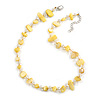 Delicate Butter Yellow Sea Shell Nuggets and Glass Bead Necklace - 48cm L/ 7cm Ext