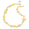 Delicate Butter Yellow Sea Shell Nuggets and Glass Bead Necklace - 48cm L/ 7cm Ext