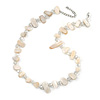 Delicate Off White Sea Shell Nuggets and Transparent Glass Bead Necklace - 48cm L/ 7cm Ext