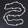 Long White/ Transparent Semiprecious Stone Nugget, Agate and Glass Crystal Bead Necklace - 116cm L