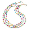 3 Row Layered Pastel Multicoloured Shell And Glass Bead Necklace - 58cm L