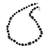 Black Pearl Style, Glass and Floral Ceramic Beaded Necklace - 72cm L/ 4cm Ext