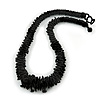 Chunky Black Glass Bead and Semiprecious Necklace - 56cm Long