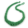 Chunky Spring Green Glass Bead and Semiprecious Necklace - 56cm Long