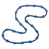 Stylish Blue Ceramic, Glass Bead with Gold Tone Metal Rings Long Necklace - 90cm L