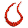 Chunky Red Glass Bead and Semiprecious Necklace - 52cm Long