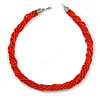 Mulistrand Twisted Red Glass Bead Necklace - 48cm Long