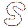 Multicoloured Long Shell, Crystal Bead Necklace - 116cm L