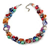 Exquisite Faux Pearl & Shell Composite Silver Tone Link Necklace In Multicoloured - 40cm L/ 5cm Ext