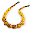 Chunky Colour Fusion Wood Bead Necklace (Yellow, Black, Natural) - 48cm L