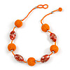 Orange Glass, Resin Bead Chunky Necklace - 50cm Long