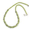 Canary Green Glass Bead with Silver Tone Metal Wire Element Necklace - 70cm L/ 5cm Ext