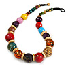 Chunky Colour Fusion Wood Bead Necklace (Multicoloured) - 48cm L