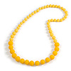 Long Graduated Yellow Resin Bead Necklace - 78cm L